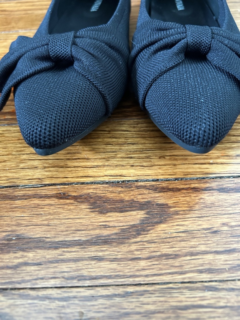 VIVAIA Black Bow Pointed-Toe Knit Flats - Picture 3 of 7